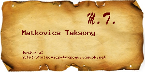 Matkovics Taksony névjegykártya